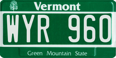 VT license plate WYR960