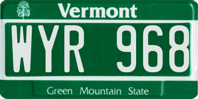 VT license plate WYR968
