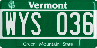 VT license plate WYS036