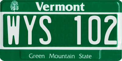 VT license plate WYS102
