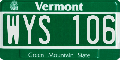 VT license plate WYS106