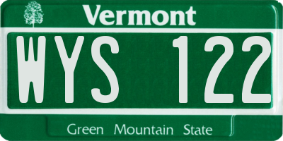 VT license plate WYS122