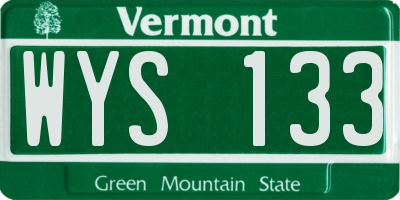 VT license plate WYS133