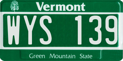 VT license plate WYS139