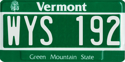 VT license plate WYS192