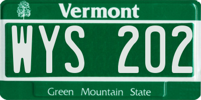 VT license plate WYS202