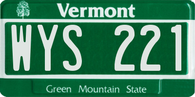VT license plate WYS221