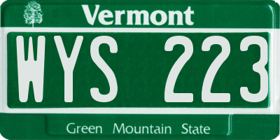 VT license plate WYS223