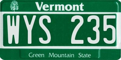 VT license plate WYS235