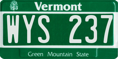 VT license plate WYS237