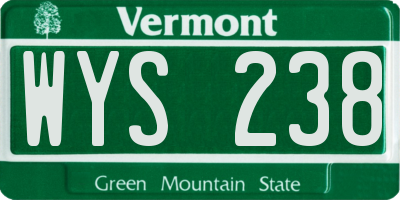 VT license plate WYS238