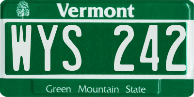 VT license plate WYS242
