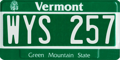 VT license plate WYS257