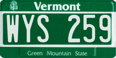 VT license plate WYS259