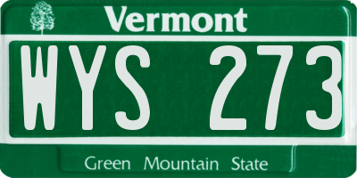 VT license plate WYS273