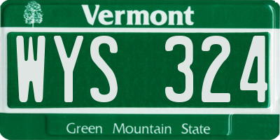VT license plate WYS324