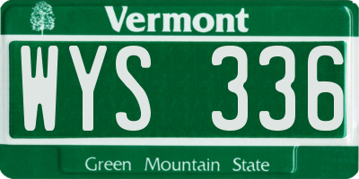 VT license plate WYS336