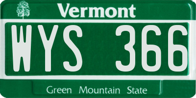VT license plate WYS366