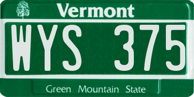 VT license plate WYS375