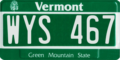 VT license plate WYS467