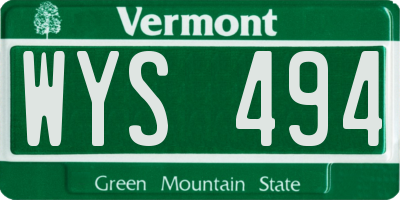 VT license plate WYS494