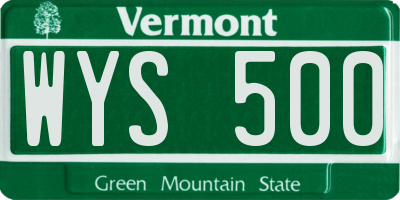 VT license plate WYS500
