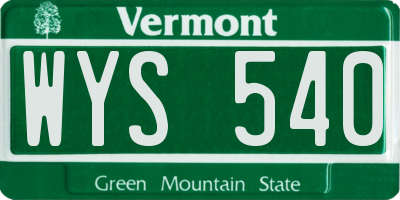 VT license plate WYS540