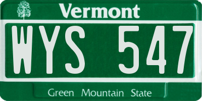 VT license plate WYS547