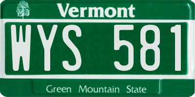 VT license plate WYS581