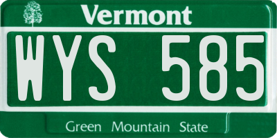 VT license plate WYS585