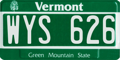 VT license plate WYS626