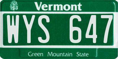 VT license plate WYS647
