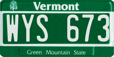VT license plate WYS673