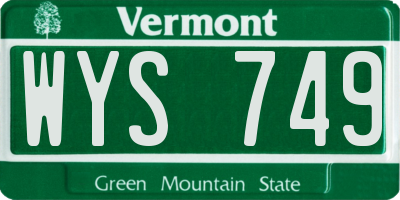 VT license plate WYS749