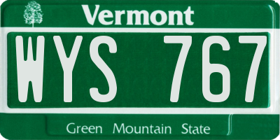 VT license plate WYS767