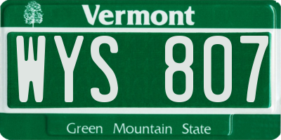 VT license plate WYS807