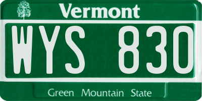 VT license plate WYS830