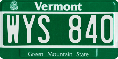 VT license plate WYS840