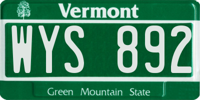 VT license plate WYS892