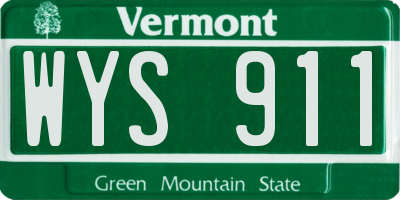 VT license plate WYS911