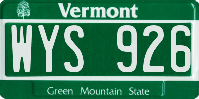 VT license plate WYS926