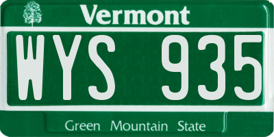 VT license plate WYS935