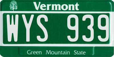 VT license plate WYS939
