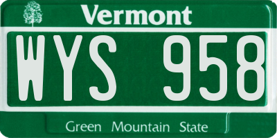 VT license plate WYS958