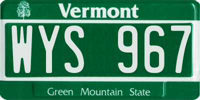 VT license plate WYS967