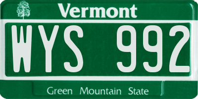 VT license plate WYS992