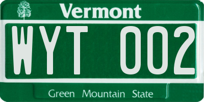VT license plate WYT002