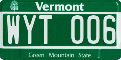 VT license plate WYT006