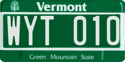 VT license plate WYT010