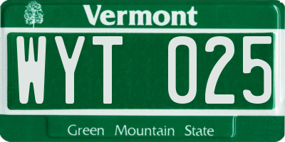 VT license plate WYT025